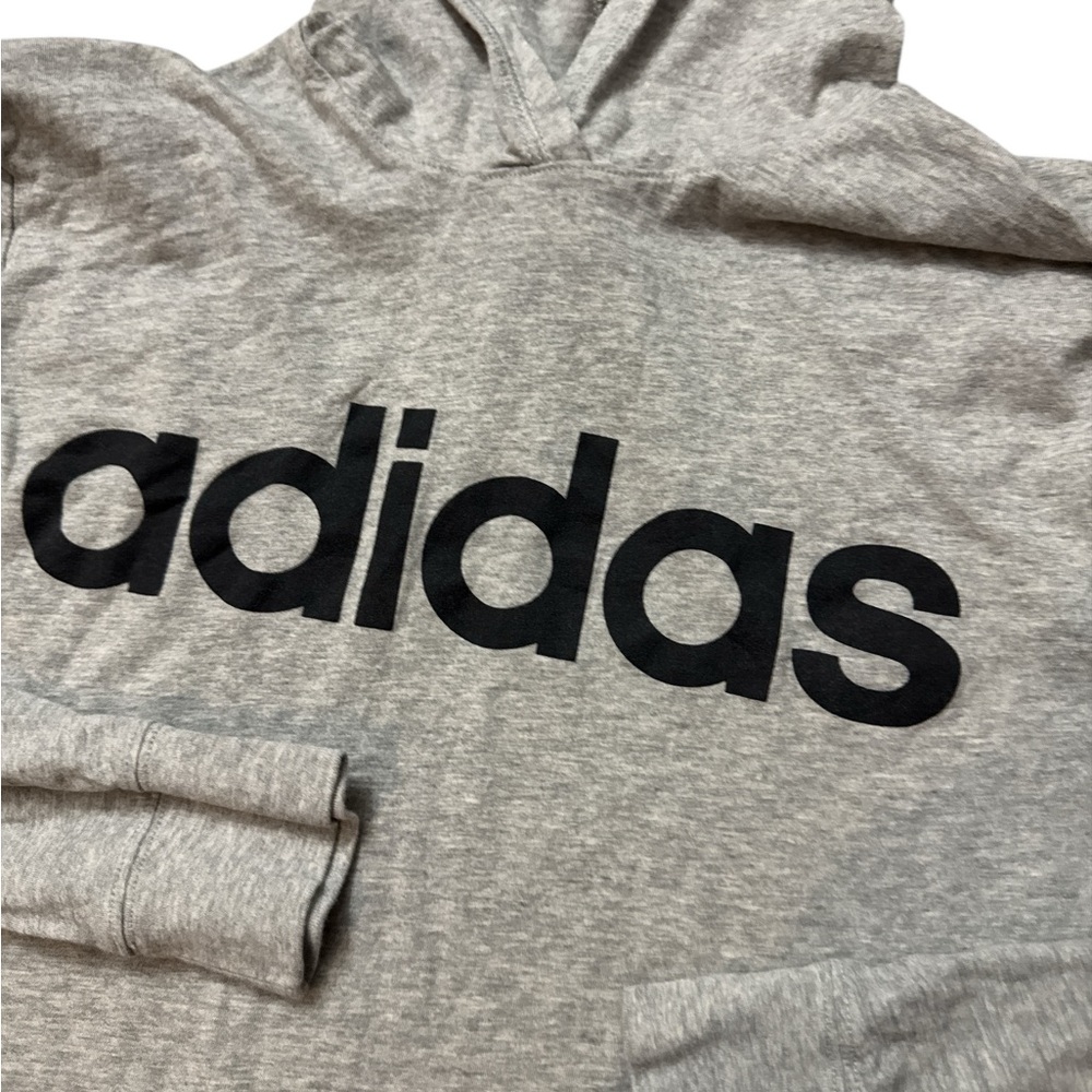 Adidas Youth Boys Gray Lightweight Hoodie Size Large 14/16 Adidas Spell Out Logo